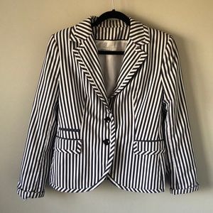 Zara Blue and White Striped Blazer